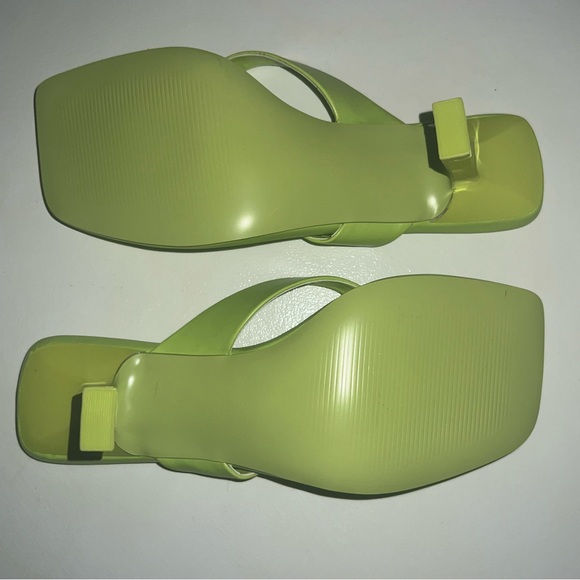Nine West Neon/Lime Green Square Toe Heeled Sandals - Picture 10 of 11